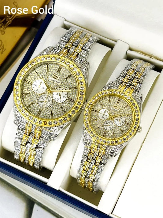 Stainless Steel Diamond Couple Watch – Luxury That Shines Together